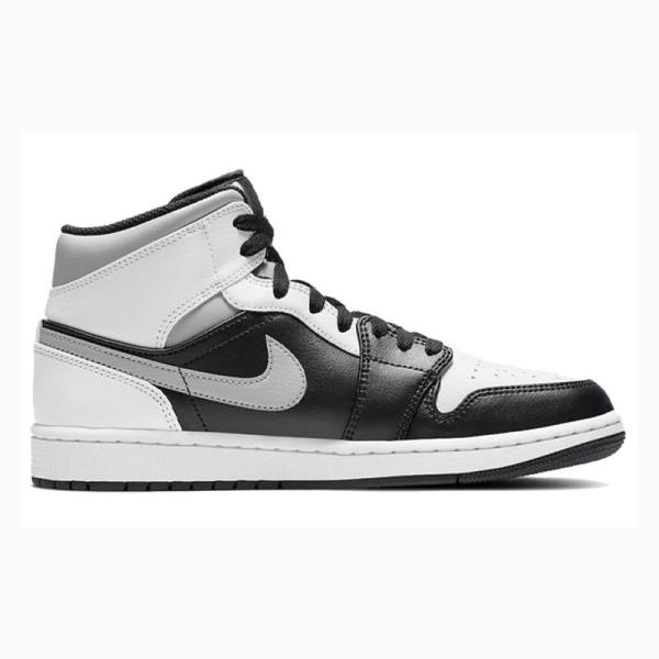 Grey / Black / White Nike Mid Shadow Basketball Shoes Men's Air Jordan 1 | JD-481BT