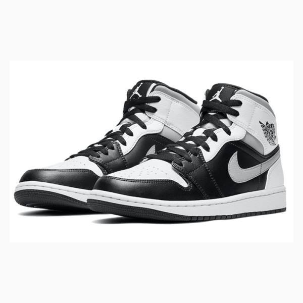 Grey / Black / White Nike Mid Shadow Basketball Shoes Men's Air Jordan 1 | JD-481BT