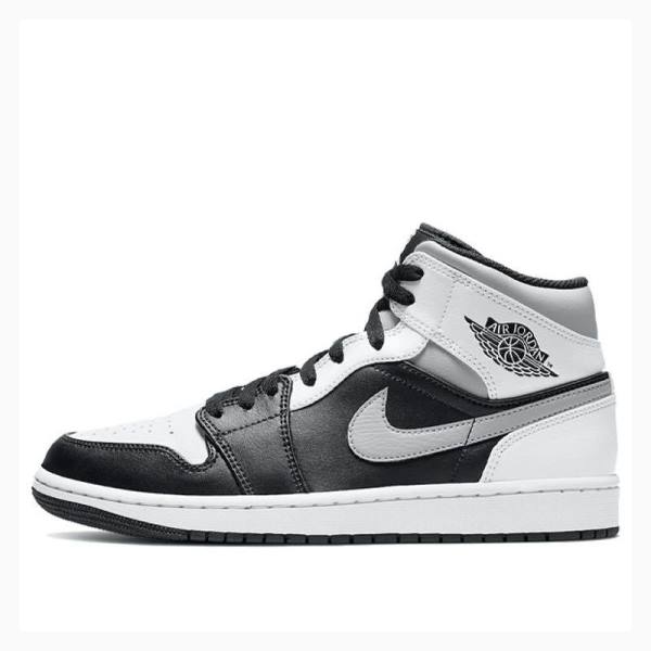 Grey / Black / White Nike Mid Shadow Basketball Shoes Men\'s Air Jordan 1 | JD-481BT