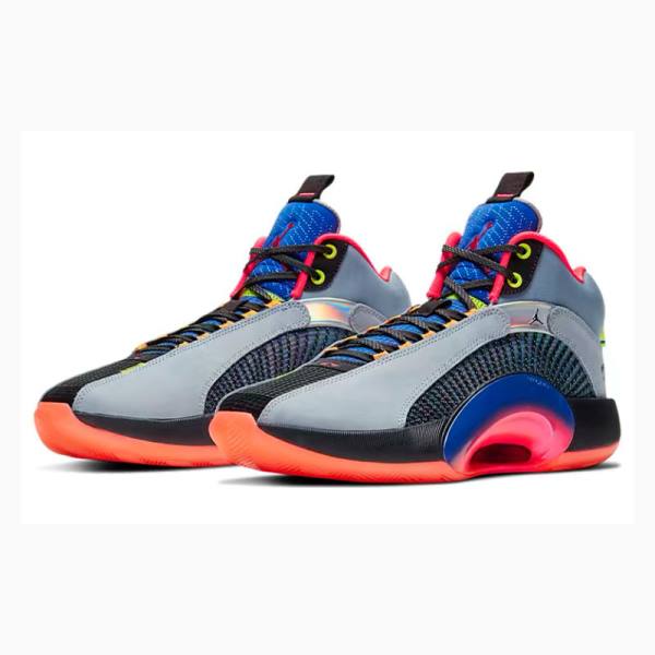 Grey / Blue / Orange Nike SP TP PF Center of Gravity Basketball Shoes Men's Air Jordan 35 | JD-976GX