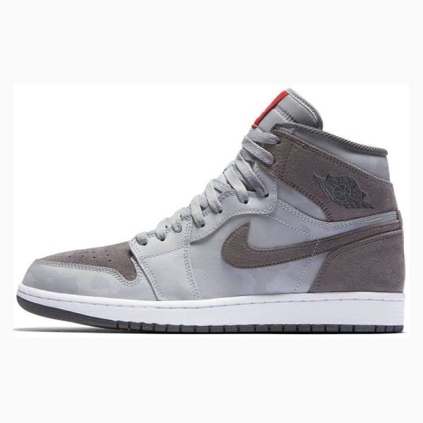 Grey / Brown Nike Retro High Camo 3M Wolf Basketball Shoes Women's Air Jordan 1 | JD-260EF