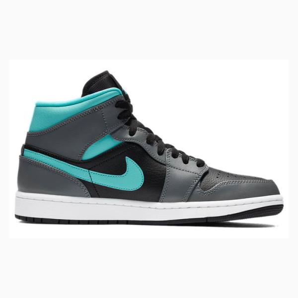 Grey / Green Nike Mid Aqua Basketball Shoes Men's Air Jordan 1 | JD-479YL