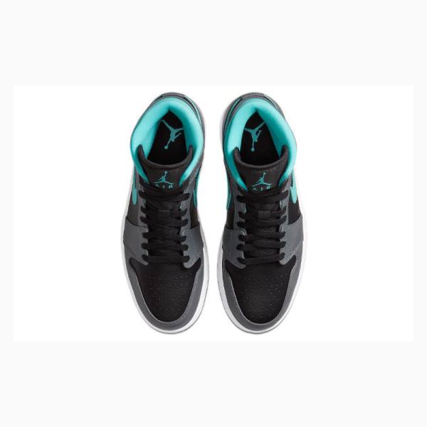 Grey / Green Nike Mid Aqua Basketball Shoes Men's Air Jordan 1 | JD-479YL