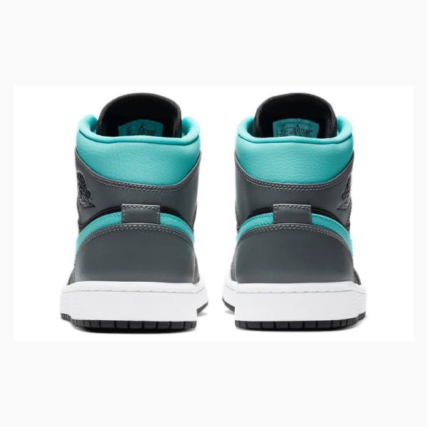 Grey / Green Nike Mid Aqua Basketball Shoes Men's Air Jordan 1 | JD-479YL