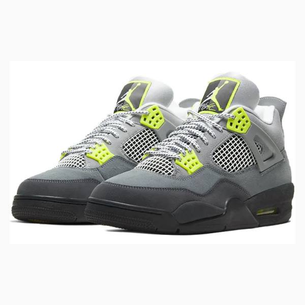 Grey / Green Nike Retro SE 'Neon 95' Neon Basketball Shoes Men's Air Jordan 4 | JD-509ER