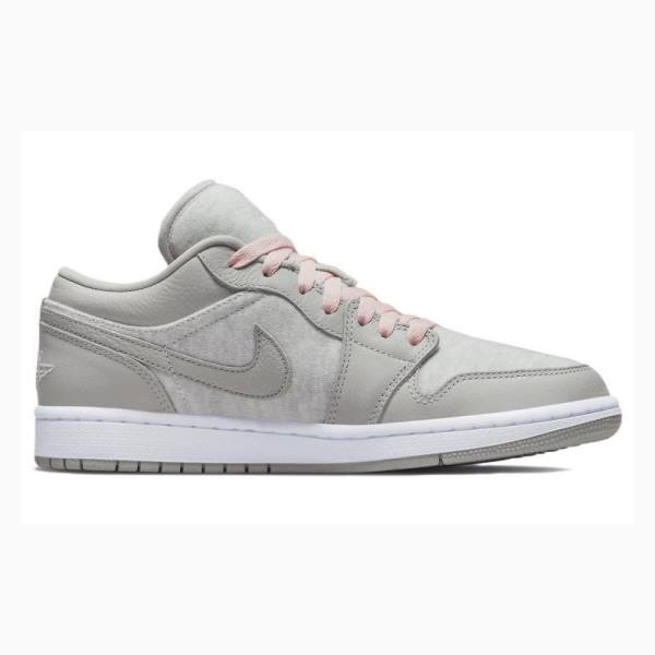 Grey Nike Low Cotton Fleece Sneakers Women's Air Jordan 1 | JD-896KA