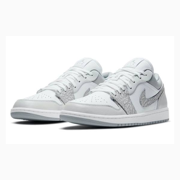 Grey Nike Low Premium 'Elephant Print' Smoke Elephant Sneakers Men's Air Jordan 1 | JD-462FW