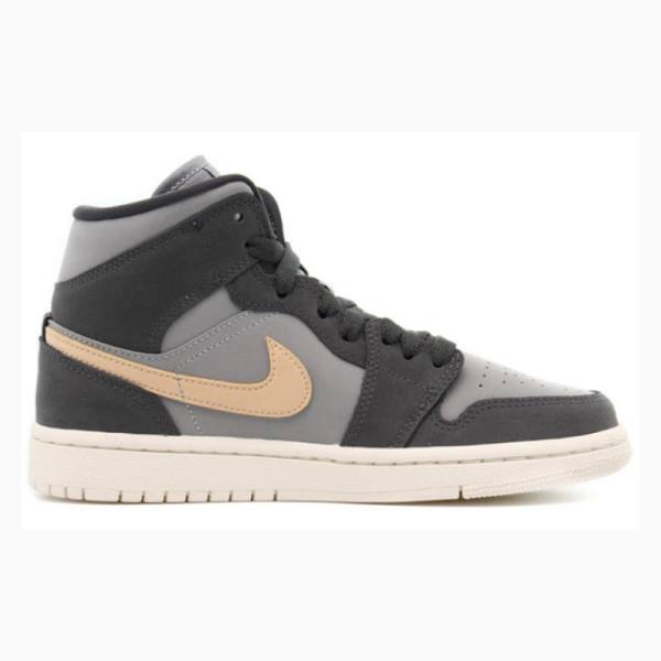 Grey Nike Mid Iron Onyx Basketball Shoes Women's Air Jordan 1 | JD-712XT