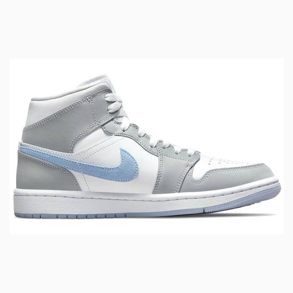 Grey Nike Mid Wolf Basketball Shoes Women's Air Jordan 1 | JD-794UO