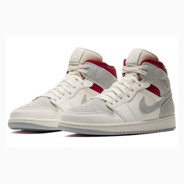 Grey / Red Nike X Sneakersnstuff Mid Past Presenthite Basketball Shoes Men's Air Jordan 1 | JD-710TA