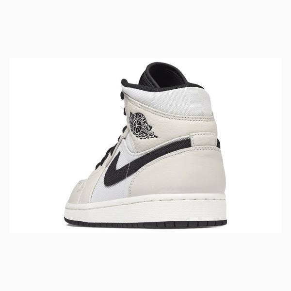 Grey / White Nike Mid SE Light Bone Basketball Shoes Men's Air Jordan 1 | JD-493BX