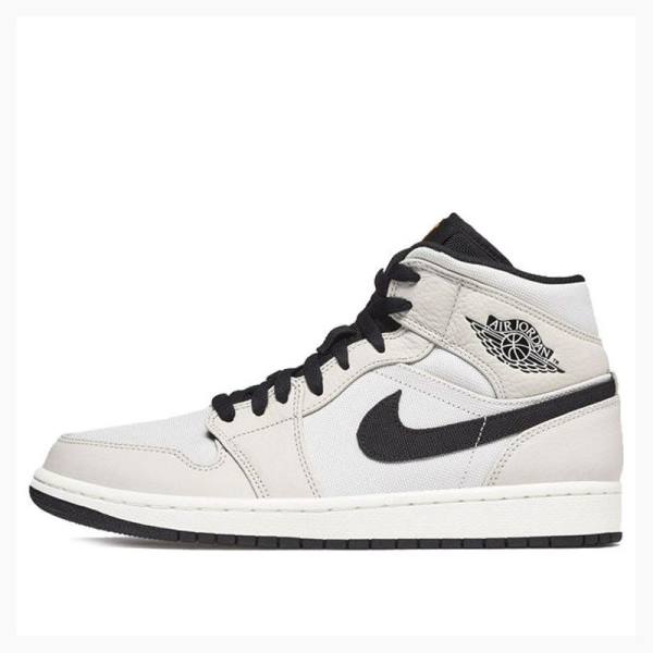 Grey / White Nike Mid SE Light Bone Basketball Shoes Men\'s Air Jordan 1 | JD-493BX