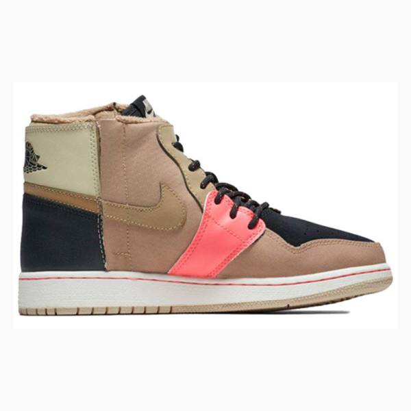 Khaki / Black Nike Retro Rebel XX Parachute Basketball Shoes Women's Air Jordan 1 | JD-246MW