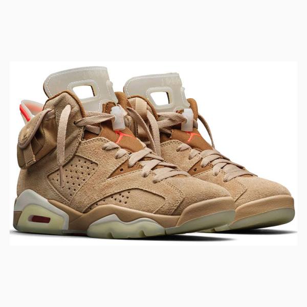 Khaki Nike Retro SP Travis Scott British Basketball Shoes Men's Air Jordan 6 | JD-832DC