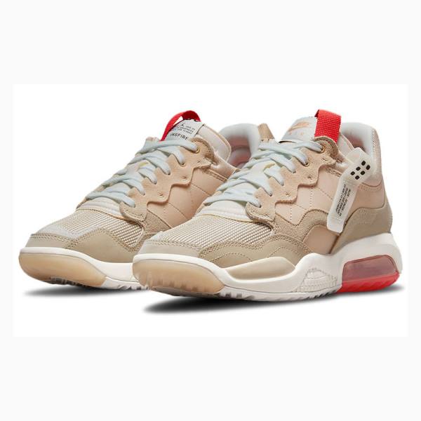 Khaki / Red Nike MA2 Shock Absorption Wear-resistant Cozy Low Sneakers Men's Air Jordan | JD-738BG