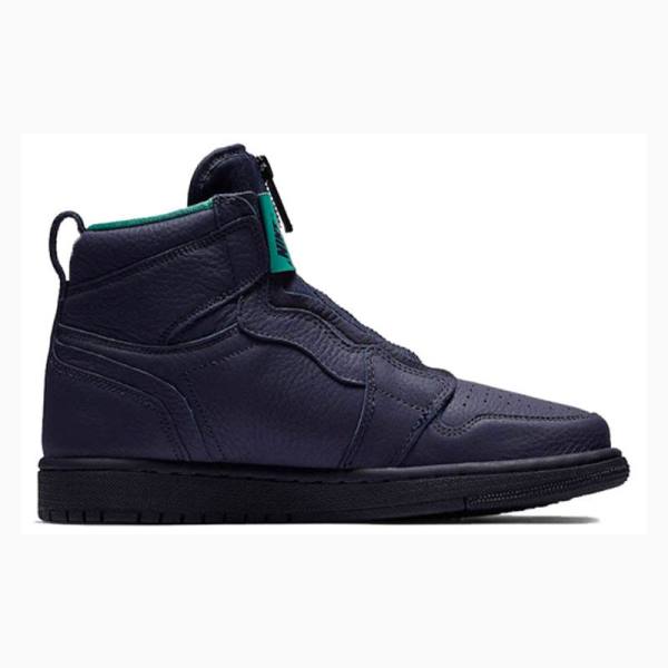 Navy Nike High Zip Blackened Basketball Shoes Women's Air Jordan 1 | JD-490EP