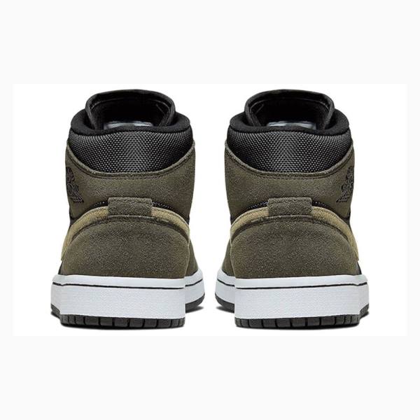 Olive / Black Nike Mid Military Basketball Shoes Women's Air Jordan 1 | JD-924SX