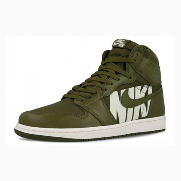 Olive Nike Retro High OG Swoosh Basketball Shoes Men's Air Jordan 1 | JD-976RG