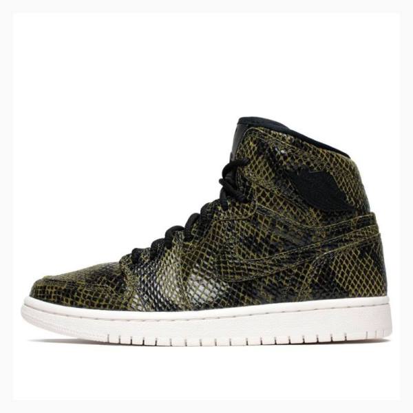 Olive Nike Retro High Premium \'Snakeskin\' Basketball Shoes Women\'s Air Jordan 1 | JD-365SR