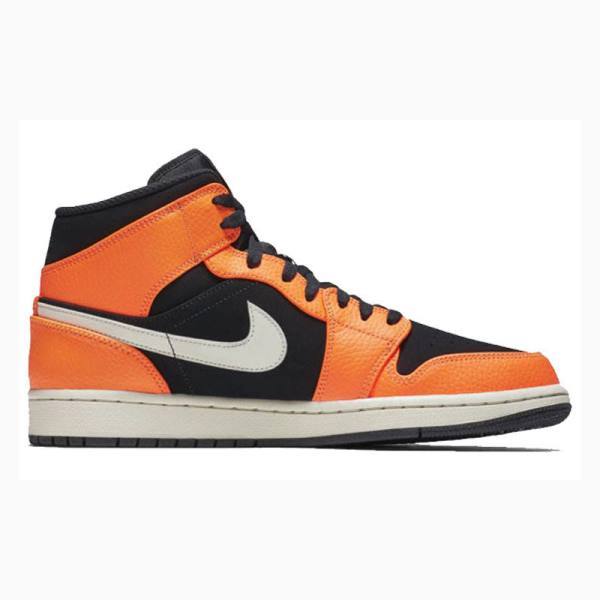 Orange Black Nike Mid Basketball Shoes Men's Air Jordan 1 | JD-518CF