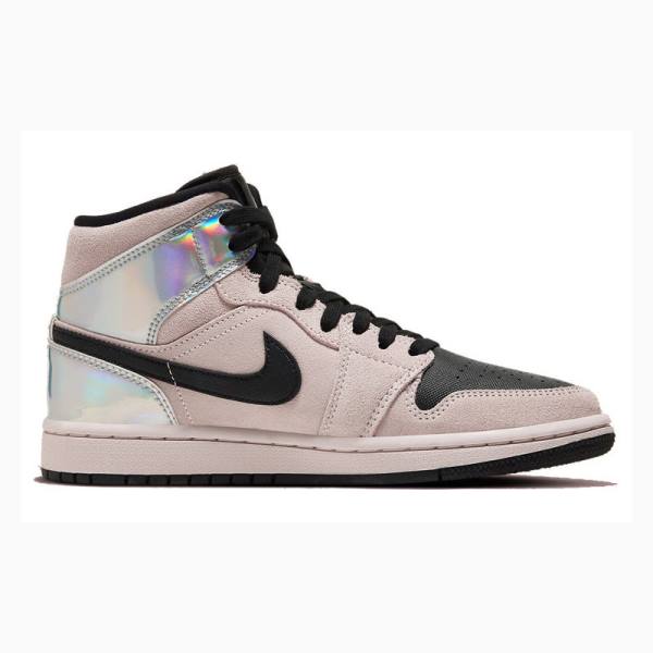 Pink / Black Nike Mid Iridescent Basketball Shoes Women's Air Jordan 1 | JD-512EL