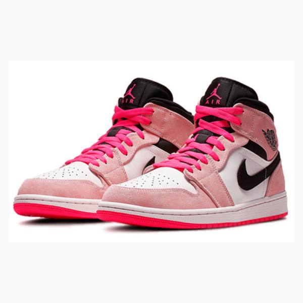 Pink Nike Mid SE Crimson Tint Hyper Basketball Shoes Men's Air Jordan 1 | JD-301UX