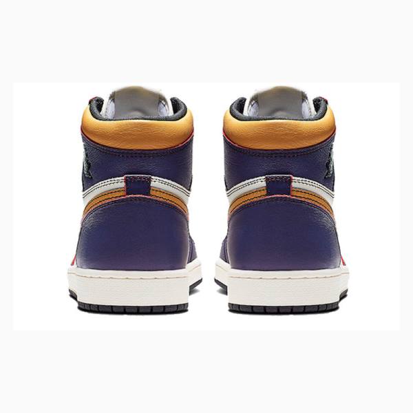 Purple / Gold Nike High OG Defiant SB - LA To Chicago Basketball Shoes Men's Air Jordan 1 | JD-719KU