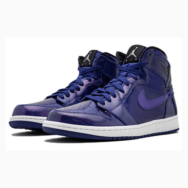 Purple Nike Retro High Deep Royal Patent Basketball Shoes Men's Air Jordan 1 | JD-732SA