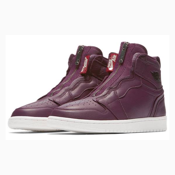 Purple Nike Retro High Zip Bordeaux Basketball Shoes Women's Air Jordan 1 | JD-268BU