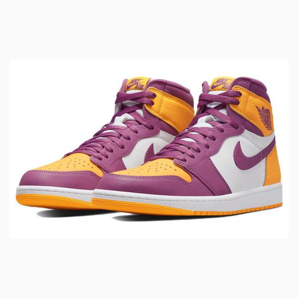 Purple / Yellow Nike Retro High OG Brotherhood Basketball Shoes Men's Air Jordan 1 | JD-540ML