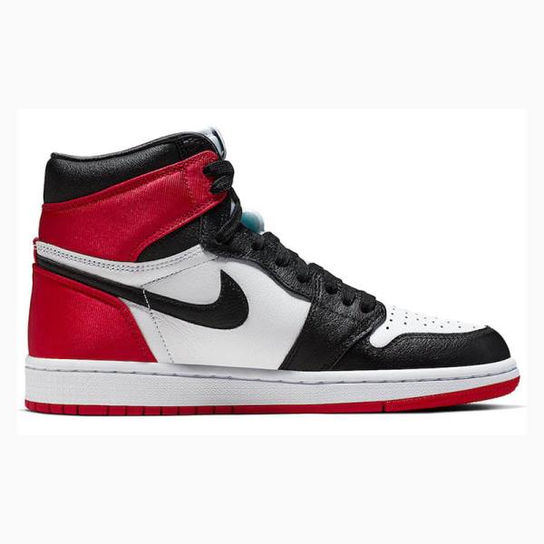 Red / Black Nike High OG Satin Black Toe Basketball Shoes Women's Air Jordan 1 | JD-875FS