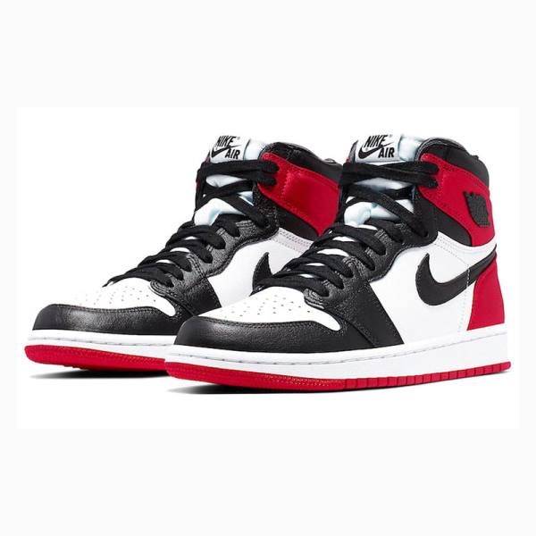 Red / Black Nike High OG Satin Black Toe Basketball Shoes Women's Air Jordan 1 | JD-875FS