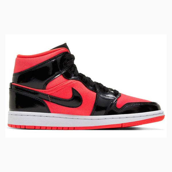 Red / Black Nike Mid Bright Crimson Basketball Shoes Women's Air Jordan 1 | JD-915QA