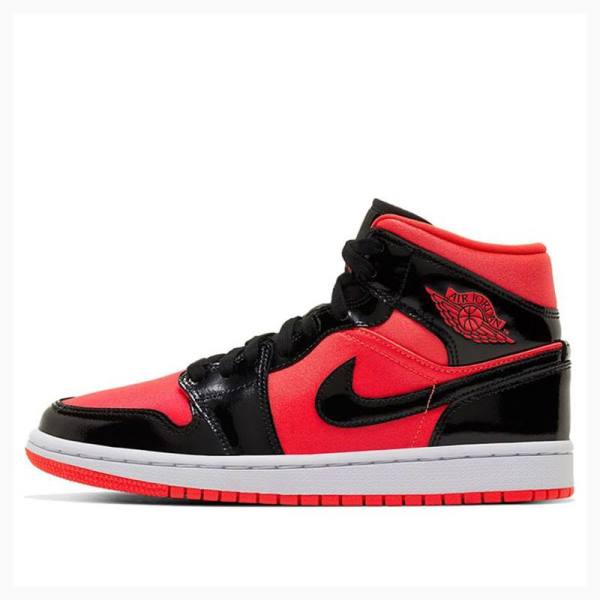 Red / Black Nike Mid Bright Crimson Basketball Shoes Women\'s Air Jordan 1 | JD-915QA