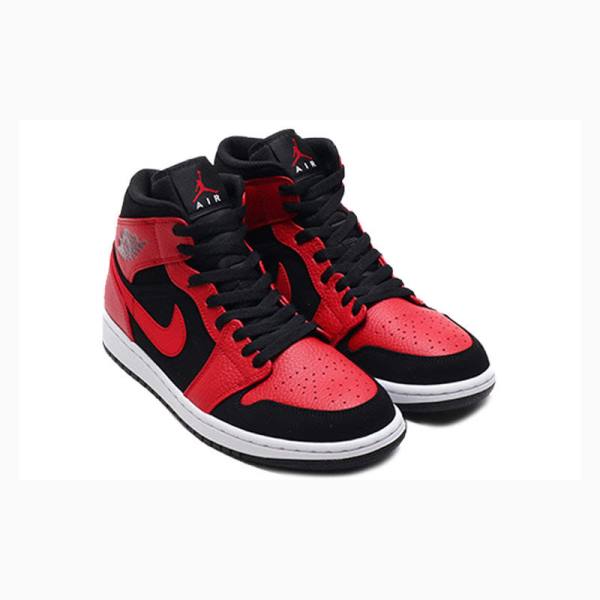 Red / Black Nike Mid Gym Red Basketball Shoes Men's Air Jordan 1 | JD-905PK