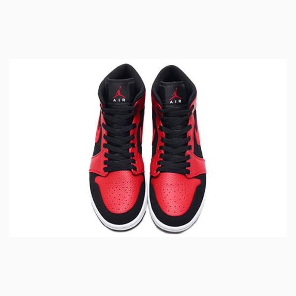 Red / Black Nike Mid Gym Red Basketball Shoes Men's Air Jordan 1 | JD-905PK