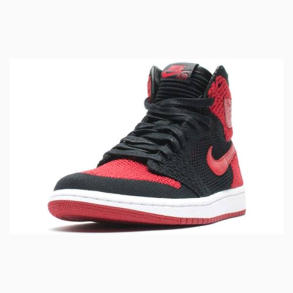 Red / Black Nike Retro Flyknit Banned - Bred Basketball Shoes Men's Air Jordan 1 | JD-794VK