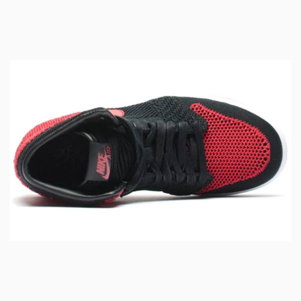 Red / Black Nike Retro Flyknit Banned - Bred Basketball Shoes Men's Air Jordan 1 | JD-794VK