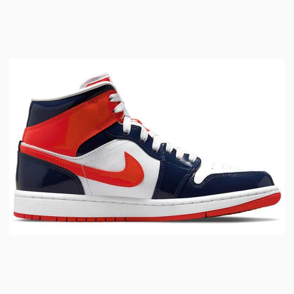 Red / Blue Nike Mid Basketball Shoes Women's Air Jordan 1 | JD-896OU