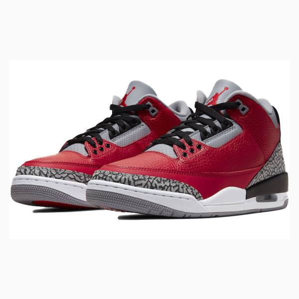 Red / Grey Nike Retro SE CHI - Chicago Basketball Shoes Men's Air Jordan 3 | JD-735AL