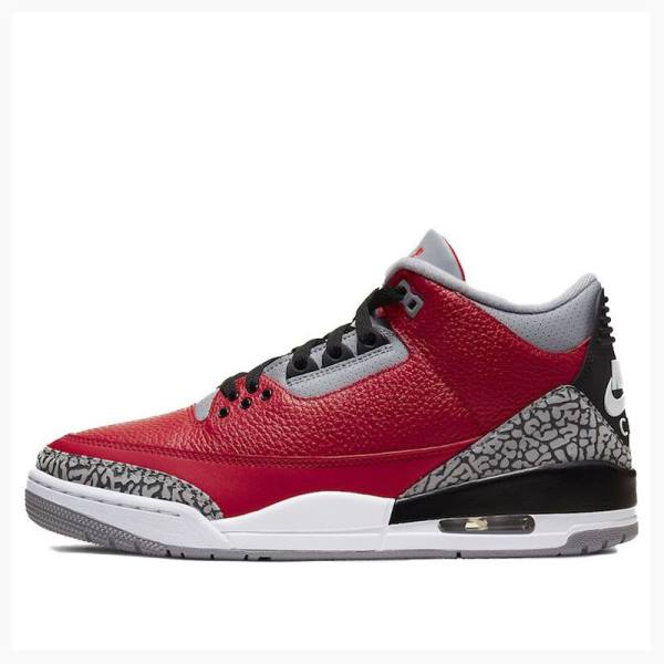 Red / Grey Nike Retro SE CHI - Chicago Basketball Shoes Men\'s Air Jordan 3 | JD-735AL