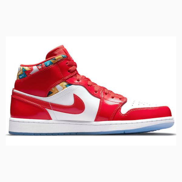 Red Nike Mid SE Red Patent Basketball Shoes Men's Air Jordan 1 | JD-091RH