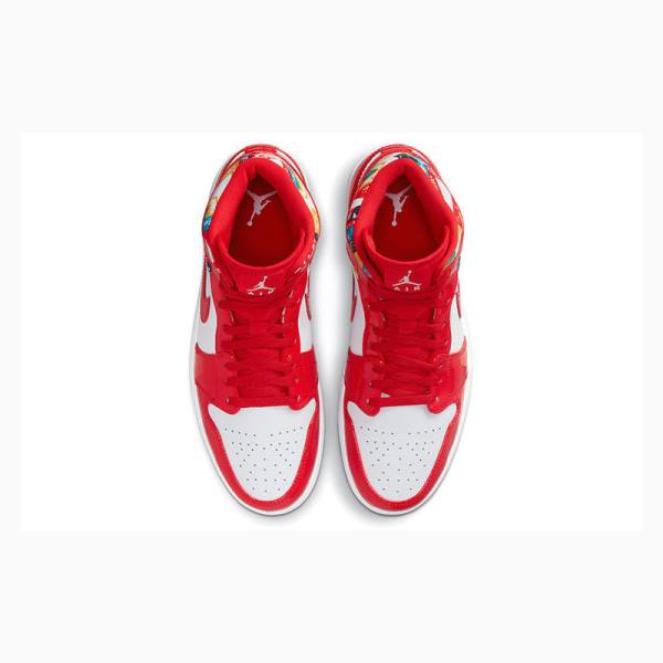 Red Nike Mid SE Red Patent Basketball Shoes Men's Air Jordan 1 | JD-091RH