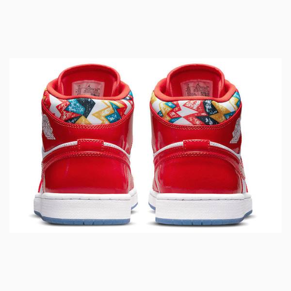 Red Nike Mid SE Red Patent Basketball Shoes Men's Air Jordan 1 | JD-091RH