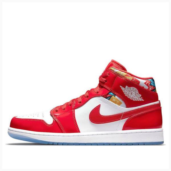 Red Nike Mid SE Red Patent Basketball Shoes Men\'s Air Jordan 1 | JD-091RH