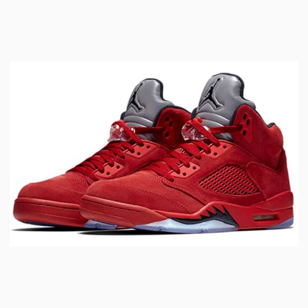 Red Nike Retro Suede Basketball Shoes Men's Air Jordan 5 | JD-341KL