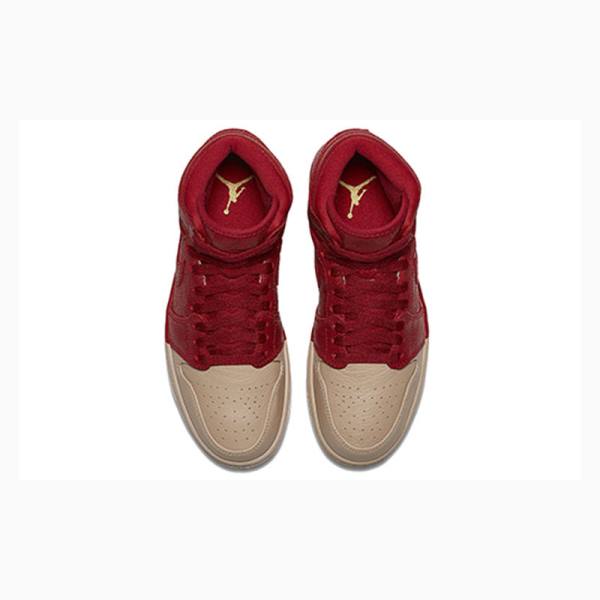 Red / Pink Nike Retro HI PRM University Tan Basketball Shoes Women's Air Jordan 1 | JD-158XK