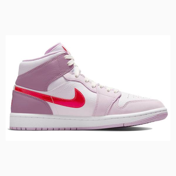 Red / Purple Nike Mid Valentines Day Basketball Shoes Women's Air Jordan 1 | JD-578TF