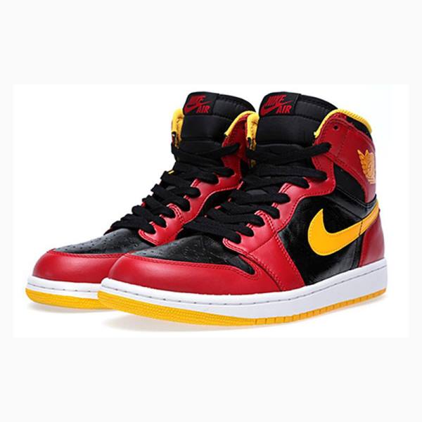 Red / Yellow Nike Retro High OG Atlanta Hawks Basketball Shoes Men's Air Jordan 1 | JD-615HN