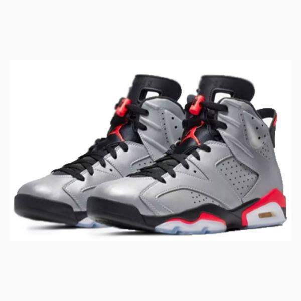 Silver / Black / Red Nike Retro Reflective Infrared Basketball Shoes Men's Air Jordan 6 | JD-716FN